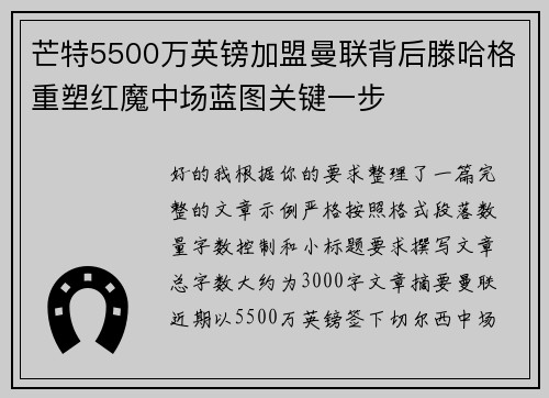 芒特5500万英镑加盟曼联背后滕哈格重塑红魔中场蓝图关键一步